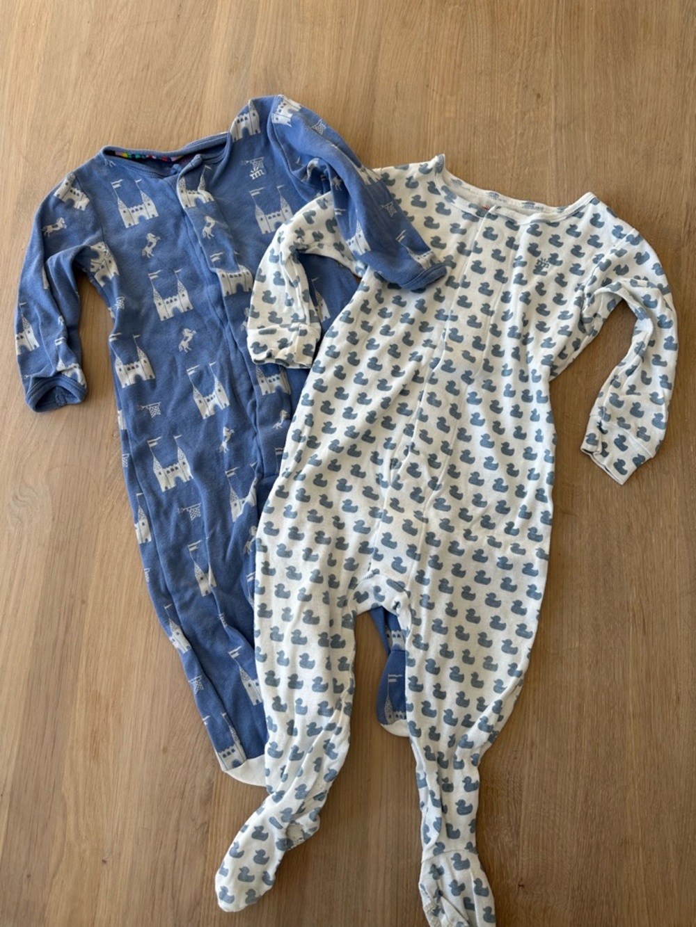 Magnetic Me Cotton Blue Castle and Duck Print Footed One-Pieces for Kids